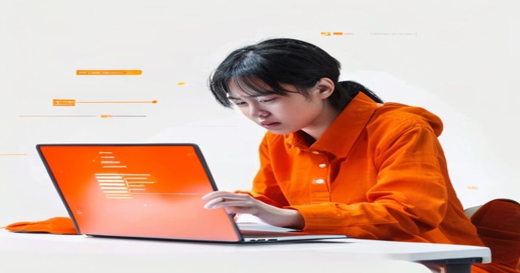 person looking frustrated at laptop screen with AI interface