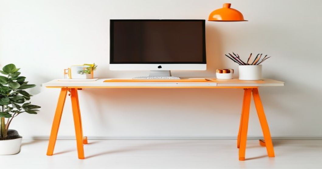 height adjustable standing desk in home office setup