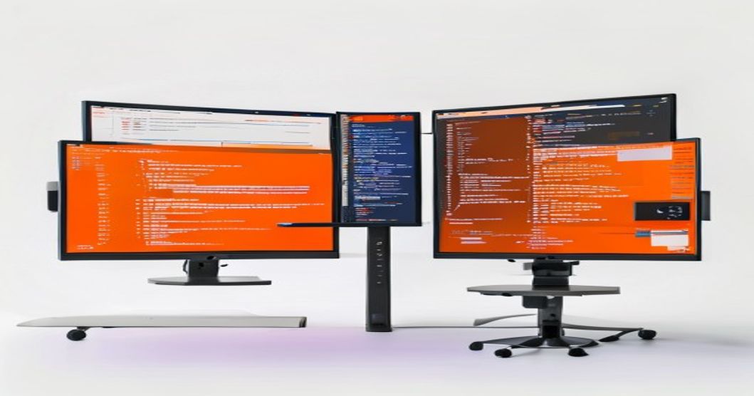 Developer reviewing AI-generated PHP code on two monitors