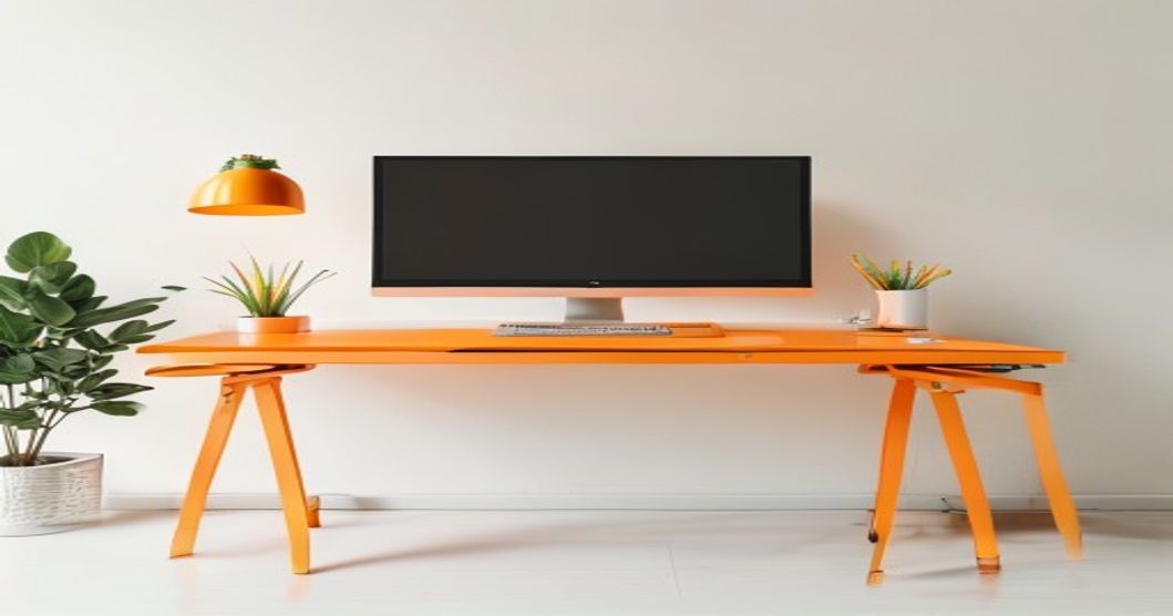 ergonomic home office with standing desk and good lighting